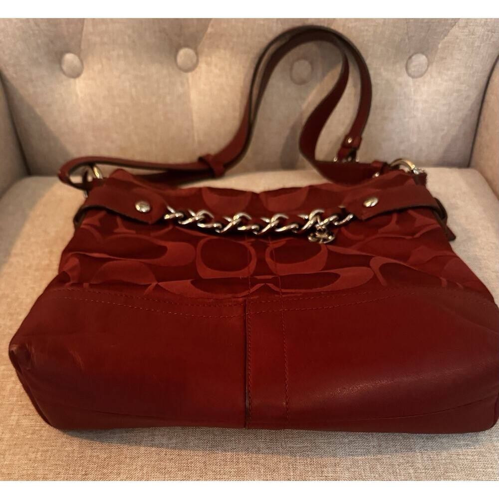Coach Crossbody Bag Womens Medium Burgundy Signature C F18862 Y2K Classic - Picture 5 of 10